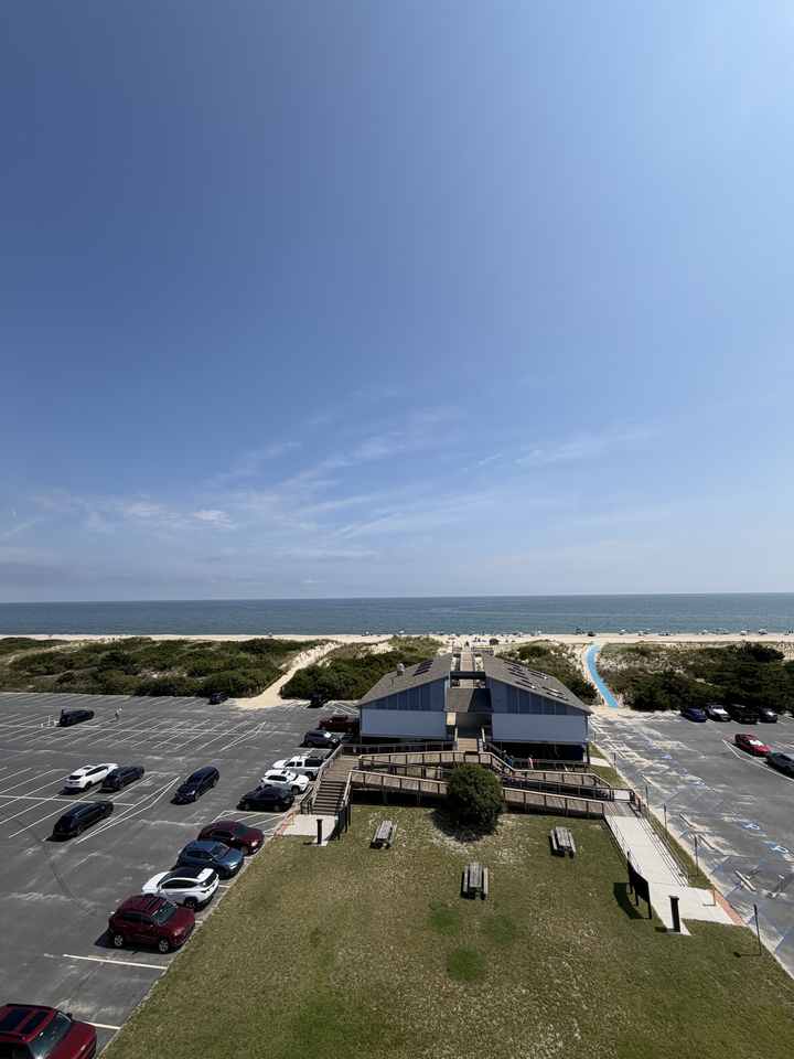 Atlantic Ocean, dunes and beach viewed from the restored Tower 3 at Delaware Seashore State Park